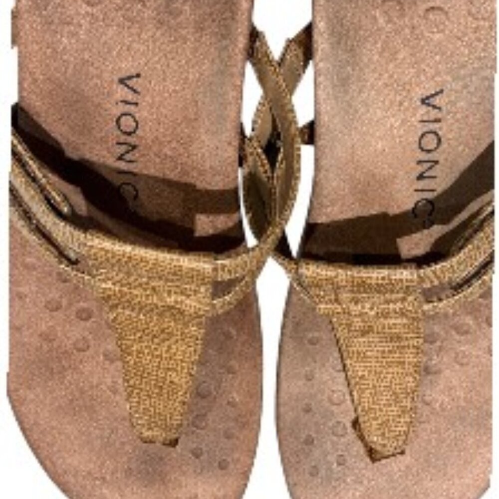 Vionic Adjustable Slip-on Orthotic Thong Sandal Toffee/Brown Size 10 - Picture 5 of 9